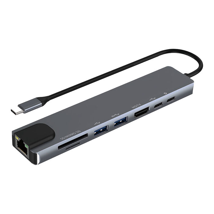 Songwin 8合1多功能HUB集線器 HDMI+Type-C+SD+TF+RJ45 Mac筆電擴充轉接器