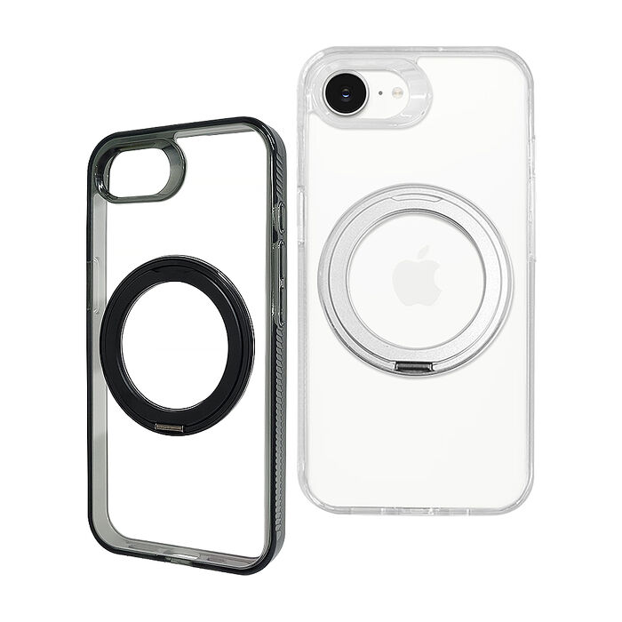 VOORCA 清透360 iPhone 16e 旋轉磁吸立架 抗發黃軍規防摔殼(透明/透黑)