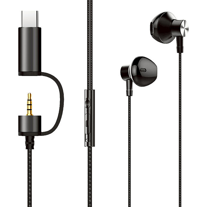 Songwin 超值兩用款 Type-C/3.5mm 雙接頭不入耳 線控耳機 內建麥克風
