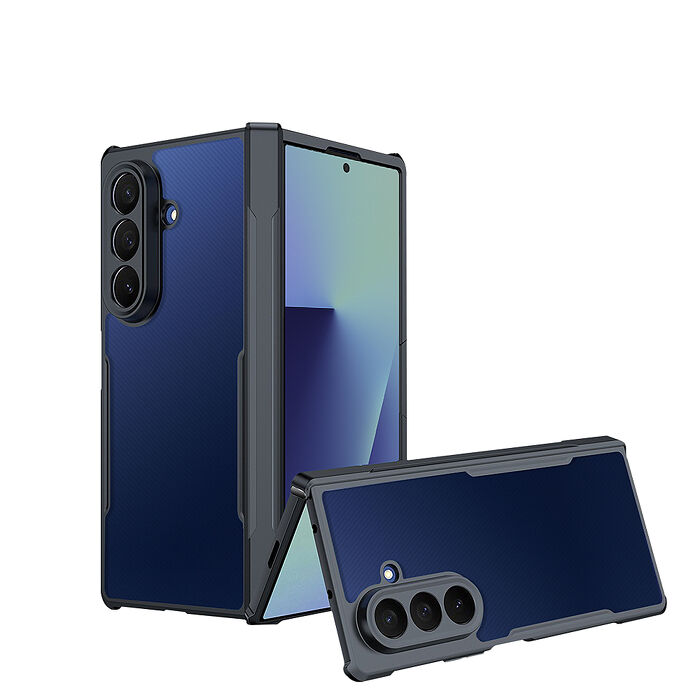 XUNDD訊迪 軍事防摔+自帶玻璃貼 三星 Galaxy Z Fold7 鏡頭全包覆 摺疊手機殼(夜幕黑)