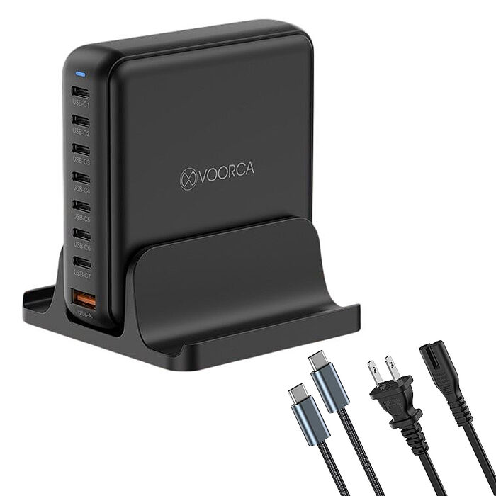 VOORCA 全方位8in1 170W氮化鎵GaN 1USB-A+7USB-C 八孔快充延長線充電器