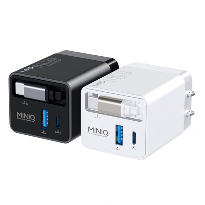 MINIQ 優質旅伴 65W氮化鎵GaN 自帶伸縮線三輸出快速充電器 全球電壓旅充頭