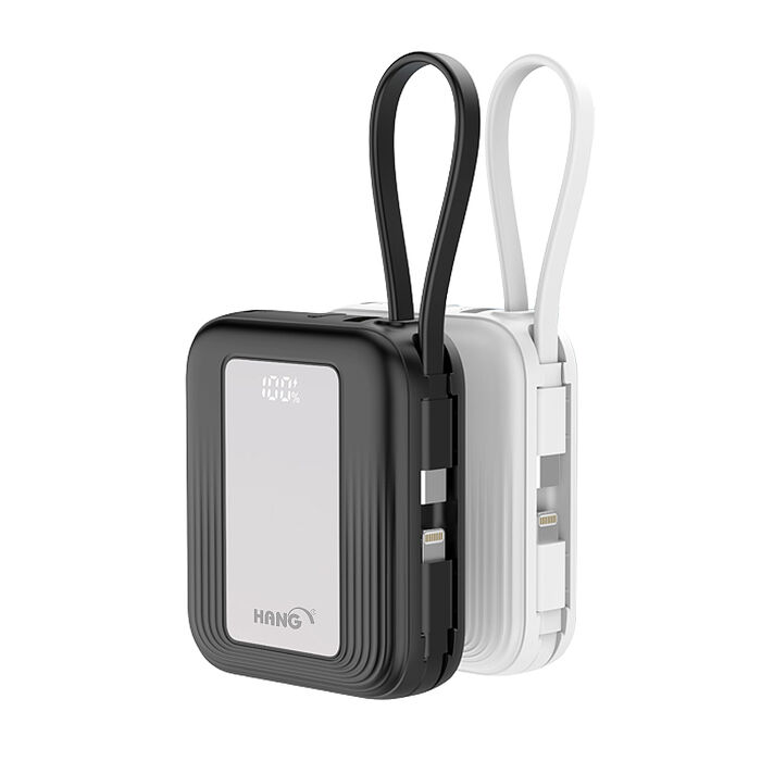 HANG 時尚鏡面 10000mAh PD20W超迷你快充行動電源 自帶Type-C/Lightning線