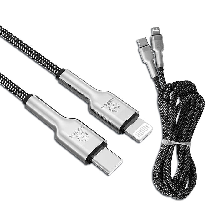 VOORCA 27W高效快充 Type-C to Lightning 鋅合金接頭 高密度48編混編線身 數據傳輸充電線 1.5M