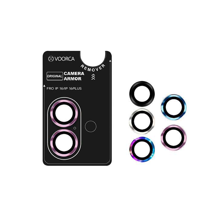 VOORCA iPhone 16/16 Plus 防碎邊鋁合金高清玻璃鏡頭保護環 含定位神器