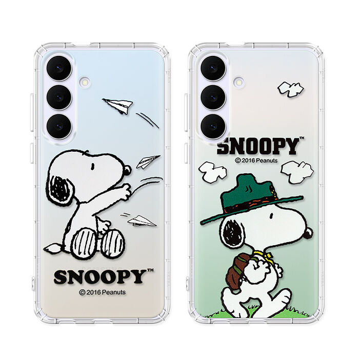 史努比/SNOOPY 正版授權 三星 Galaxy S25 FE 漸層彩繪空壓手機殼 (紙飛機/郊遊)