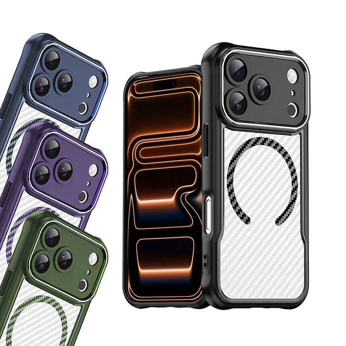 領先Pro iPhone 17 Pro Max 鋁合金鏡頭框 碳纖紋磁吸防摔殼 手機殼