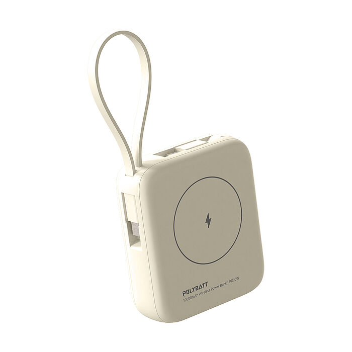 POLYBATT 10000mAh N52磁吸無線充+自帶雙線 多功能行動電源 雙PD快充/電量顯示/隱形支架