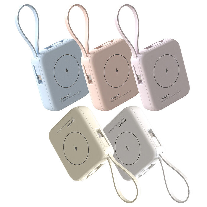 POLYBATT 10000mAh N52磁吸無線充+自帶雙線 多功能行動電源 雙PD快充/電量顯示/隱形支架