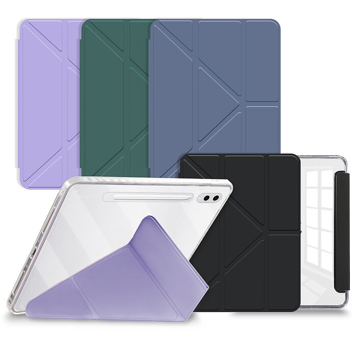 VXTRA 軍事防摔級 三星 Galaxy Tab S10 Lite 10.9吋 Y折晶透背蓋立架皮套 含筆槽