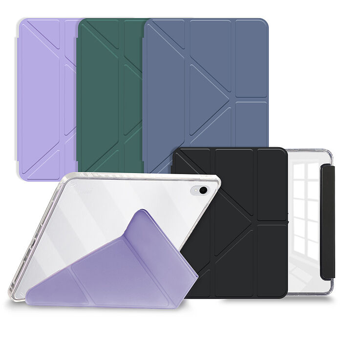 VXTRA 軍事防摔級 三星 Galaxy Tab S11 Y折晶透背蓋立架皮套 含筆槽