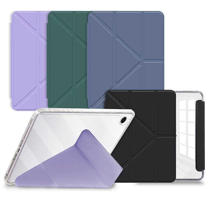 VXTRA 軍事防摔級 三星 Galaxy Tab A9 8.7吋 Y折晶透背蓋立架皮套 含筆槽