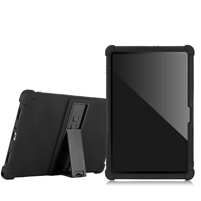 VXTRA 三星 Galaxy Tab S10 Lite 10.9吋 全包覆矽膠防摔支架軟套 保護套(黑)