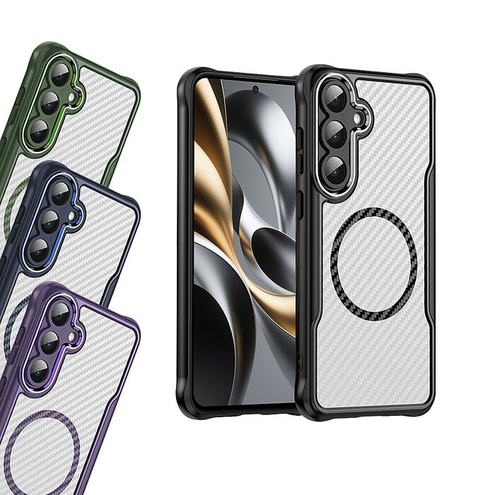 領先Pro 三星 Galaxy S25 FE 鋁合金鏡頭框 碳纖紋磁吸防摔殼 手機殼
