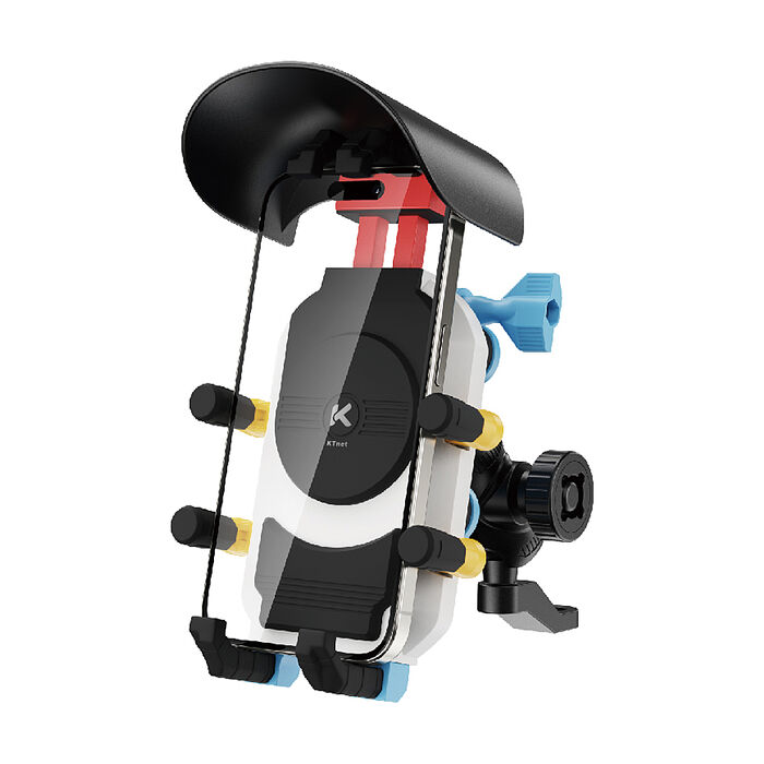 童心彩虹款 八爪避震防盜 遮陽帽機車手機支架 後照鏡專用