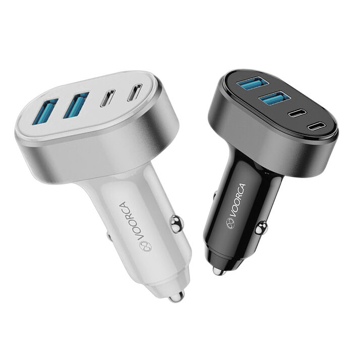 VOORCA 72W速充型車用充電器 Type-C/USB-A 4孔車充頭 PD+QC多協議快充