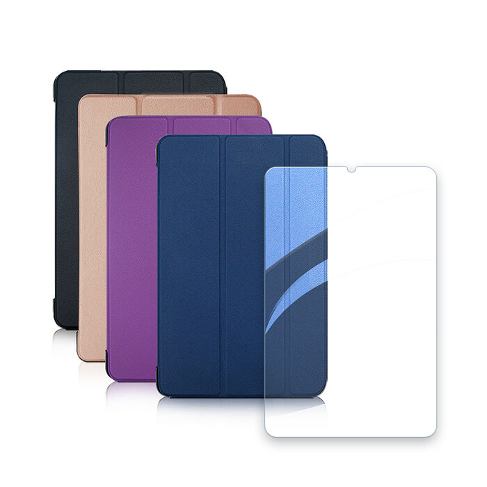 VXTRA 小米平板 Pad Mini 8.8吋 經典皮紋三折皮套+9H鋼化玻璃貼(合購價)