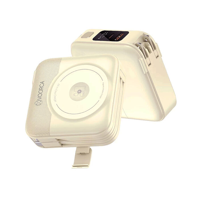 VOORCA 10000mAh 自帶雙線手機支架 磁吸無線充液晶顯示行動電源 BSMI/NCC/中國3C