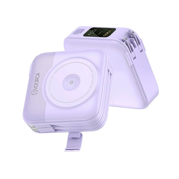 VOORCA 10000mAh 自帶雙線手機支架 磁吸無線充液晶顯示行動電源 BSMI/NCC/中國3C