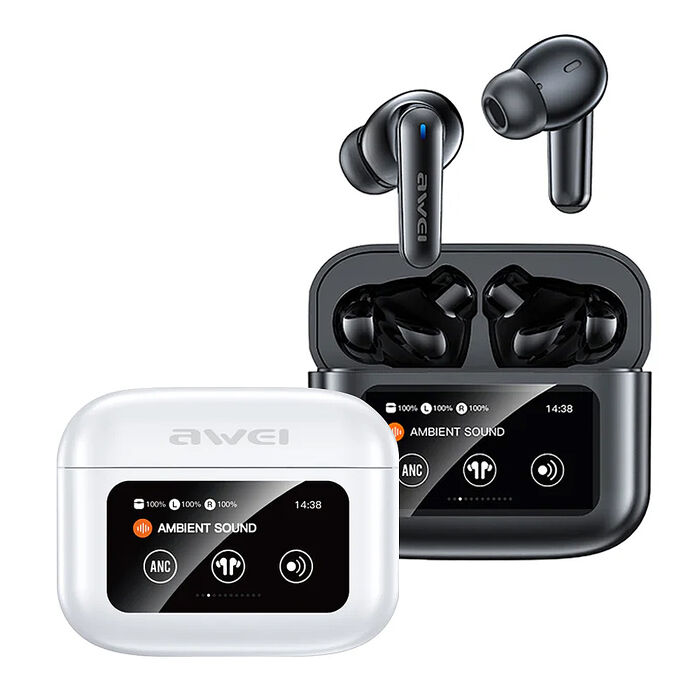 AWEI ANC主動降噪 彩色觸控螢幕藍牙耳機 藍牙5.4/IPX6防水
