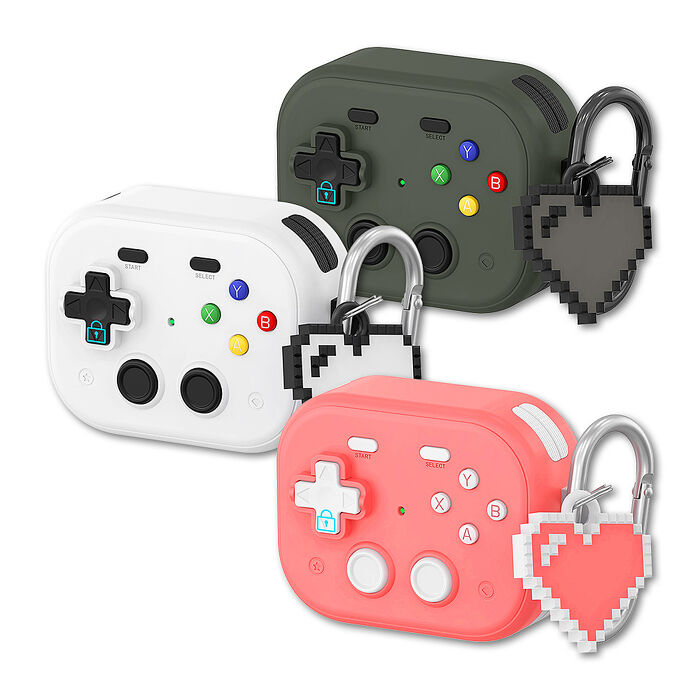 復古掌機造型 AirPods Pro 3 硬殼防摔耳機套 3D紓壓按鍵 防開鎖扣 附心形掛勾