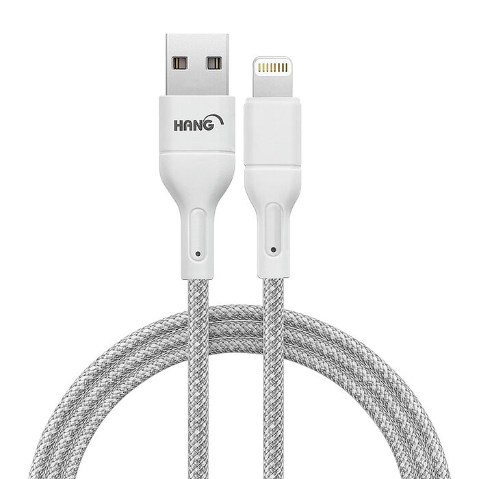 HANG 3.4A接口加固快充傳輸線 USB to Lightning 耐拉編織充電線(100CM)