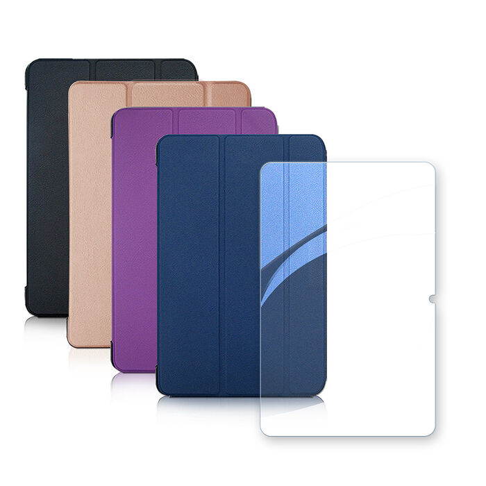 VXTRA Motorola moto Pad 60 Neo 11吋 經典皮紋三折皮套+9H鋼化玻璃貼(合購價)