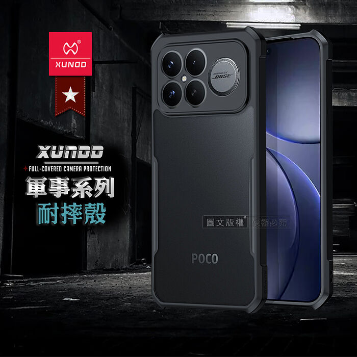 XUNDD訊迪 軍事防摔 POCO F8 Ultra 鏡頭全包覆 清透保護殼 手機殼(夜幕黑)