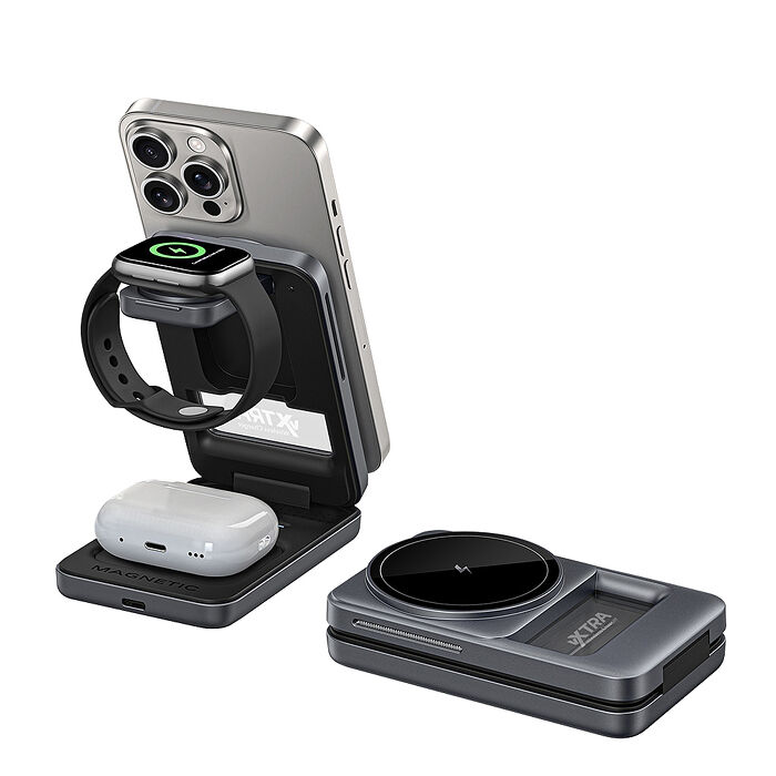 VXTRA 15W無線方舟 Magsafe磁吸折疊充電座 充電器 iPhone/Watch/Airpods/氛圍燈