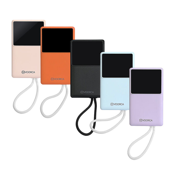 VOORCA 10000mAh 自帶Type-C伸縮線+掛繩 數位顯示行動電源 雙向快充 BSMI/中國3C認證