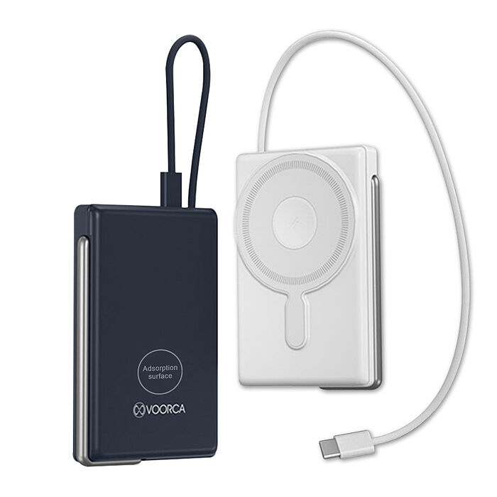 VOORCA 超薄款 10000mah 3合1無線充行動電源 雙面磁吸功能+隱形立架+自帶USB-C線