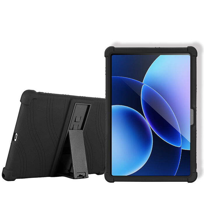VXTRA 小米平板Pad 8/8 Pro 全包覆矽膠防摔支架軟套 保護套(黑)