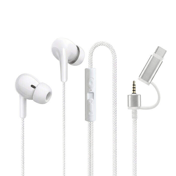 Songwin 通用多設備 Type-C/3.5mm 雙接口入耳式有線耳機 內建麥克風(1.2m)