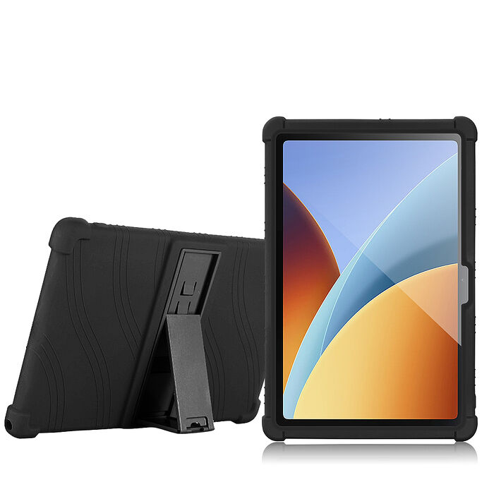 VXTRA 紅米Redmi Pad 2 9.7吋 全包覆矽膠防摔支架軟套 保護套(黑)