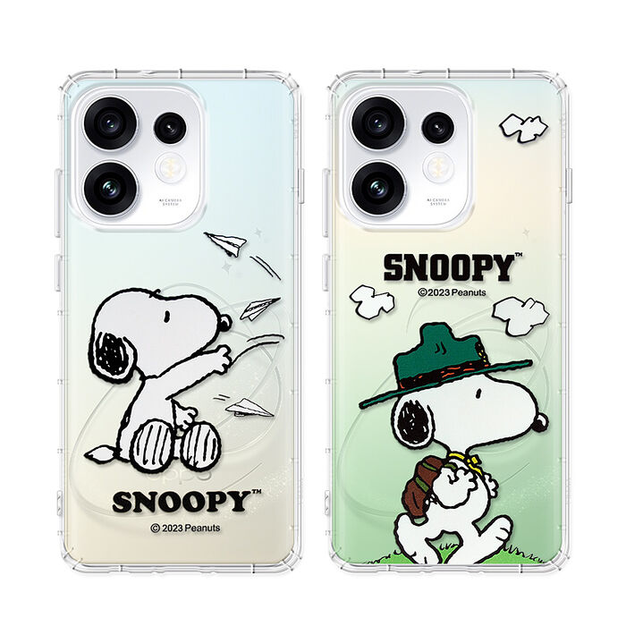 史努比/SNOOPY 正版授權 OPPO Reno16/16 Pro 漸層彩繪空壓手機殼 (紙飛機/郊遊)
