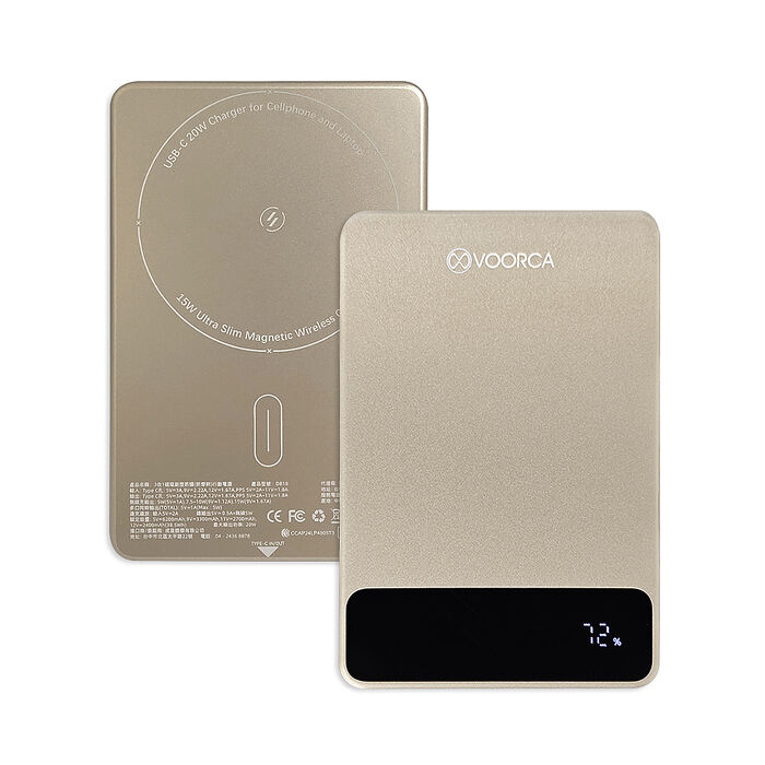 VOORCA 10000mAh 新型半固態電芯 三合一磁吸無線充行動電源 輕巧迷你/電量顯示