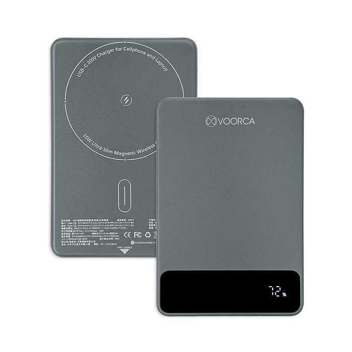 VOORCA 10000mAh 新型半固態電芯 三合一磁吸無線充行動電源 輕巧迷你/電量顯示