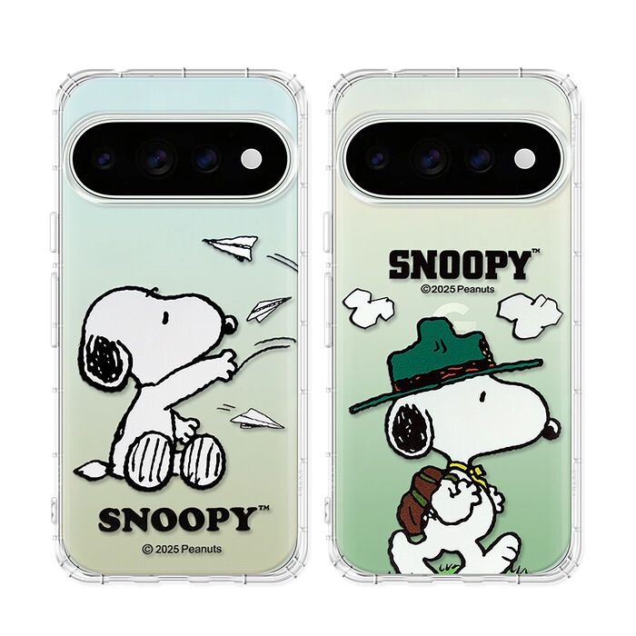 史努比/SNOOPY 正版授權 Google Pixel 11 Pro XL 漸層彩繪空壓手機殼 (紙飛機/郊遊)