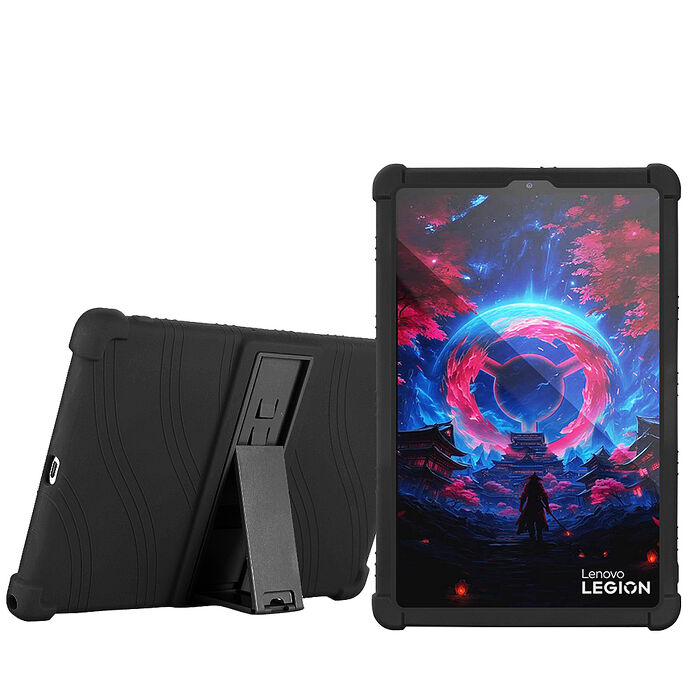 VXTRA 聯想 Lenovo Legion Tab Gen 5 TB323FU 8.8吋 全包覆矽膠防摔支架軟套 保護套(黑)
