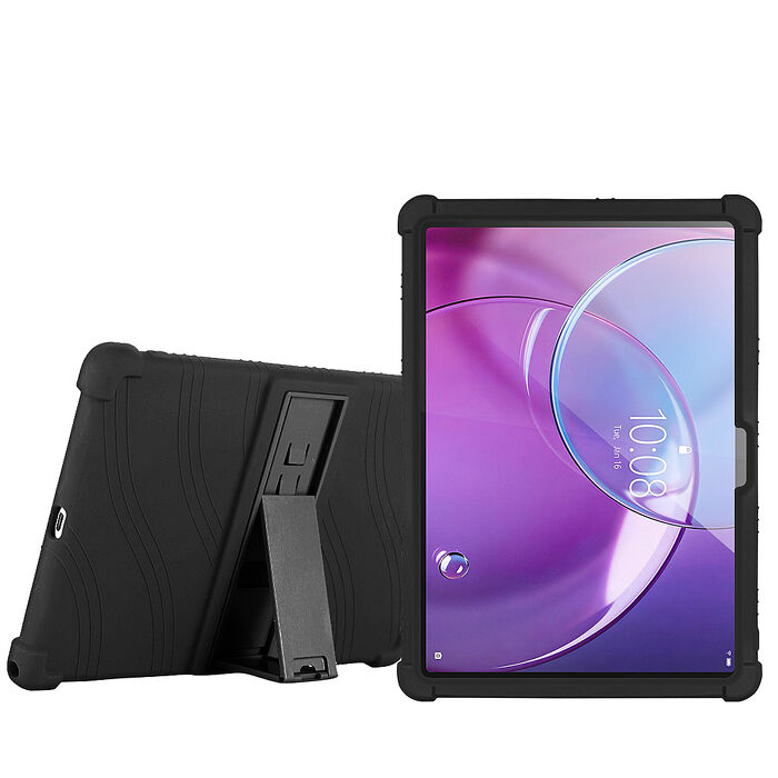 VXTRA 聯想 Lenovo Idea Tab Pro Gen 2 TB390FU 13吋 全包覆矽膠防摔支架軟套 保護套(黑)