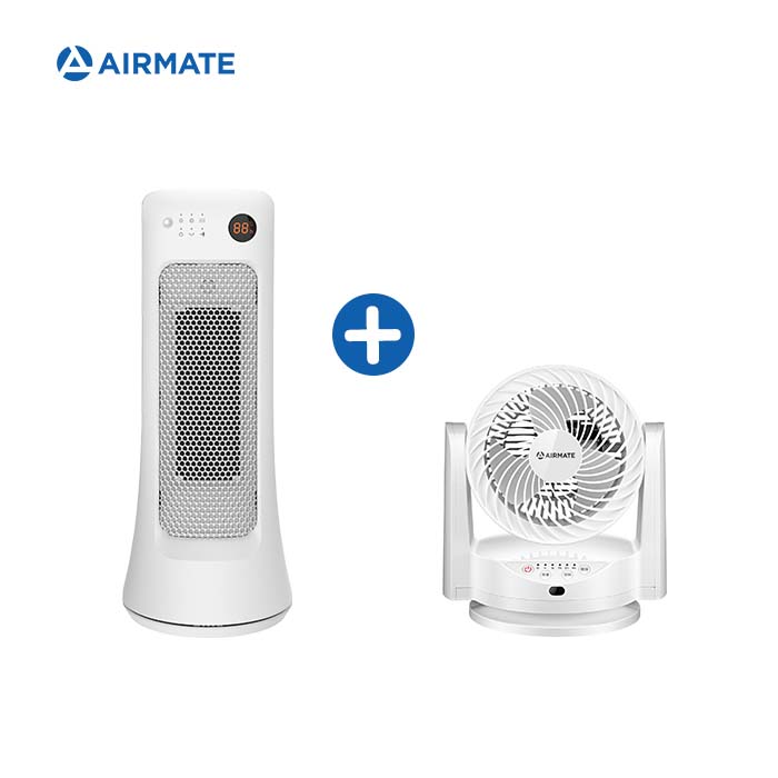 Airmate艾美特 人體感知遙控陶瓷直立電暖器+6吋空氣遙控循環扇