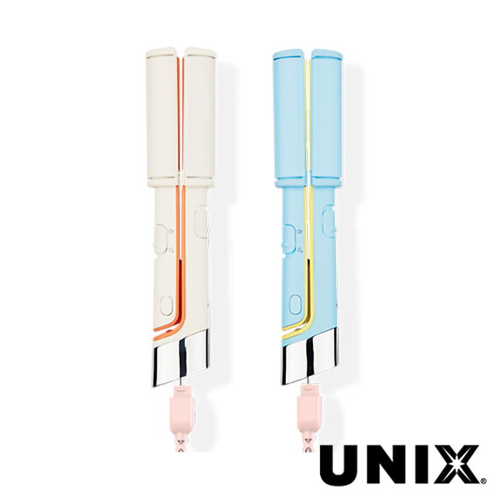 UNIX USB 插電迷你兩用直髮器 米/天藍色
