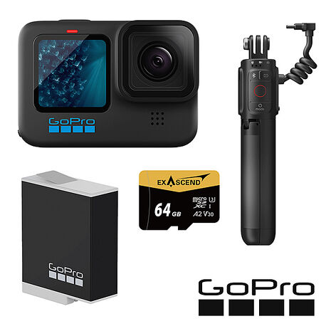 GoPro HERO 11 Black Volta電量組 (HERO11單機+Enduro原廠充電電池+Volta電池握把/腳架+64G記憶卡) 公司貨