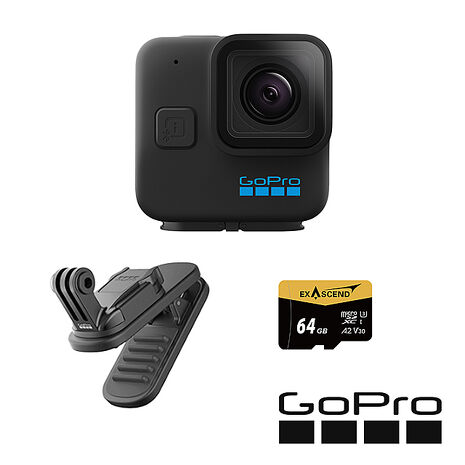 GoPro HERO 11 Black Mini 全方位攝影套組 (HERO11Mini單機+磁吸旋轉夾+64G記憶卡) 公司貨