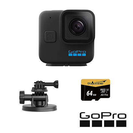 GoPro HERO 11 Black Mini 吸盤套組 (HERO11Mini單機+快拆吸盤配件+64G記憶卡) 公司貨