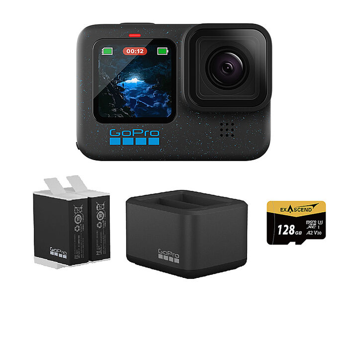 GoPro HERO 12 Black 大滿足套組 (HERO12單機+Enduro雙座充+雙電池+128G記憶卡) 公司貨