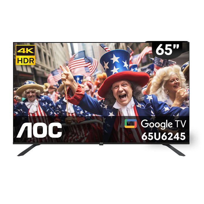 AOC 65型 4K HDR Google TV 智慧顯示器 65U6245 (含桌上型基本安裝) 成家方案 送虎牌電子鍋