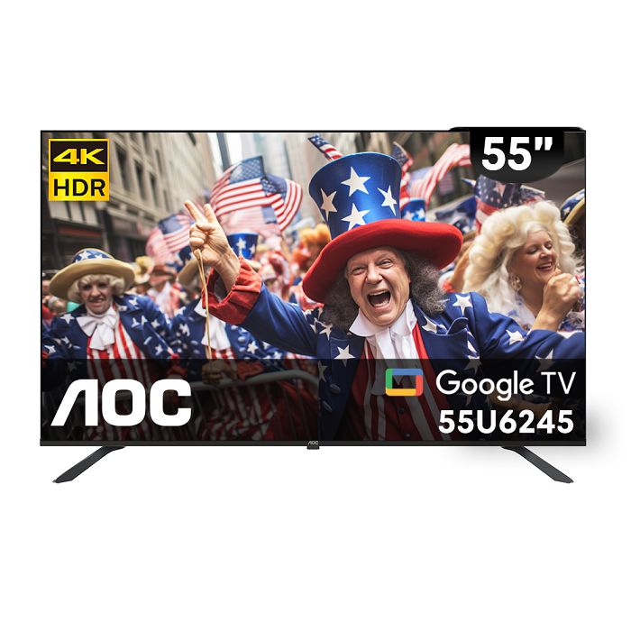 AOC 55U6245 (無安裝) 55型 4K HDR Google TV WI-FI聯網顯示器【智慧家庭】
