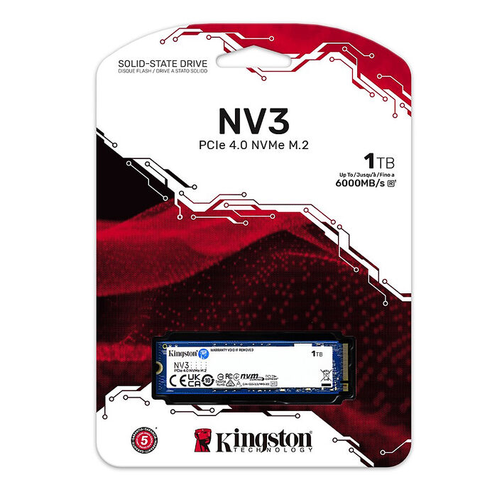 Kingston 金士頓 NV3 1TB NVMe PCIe4.0 M.2 SSD 高效能固態硬碟 讀取速度高達 6000MB/s