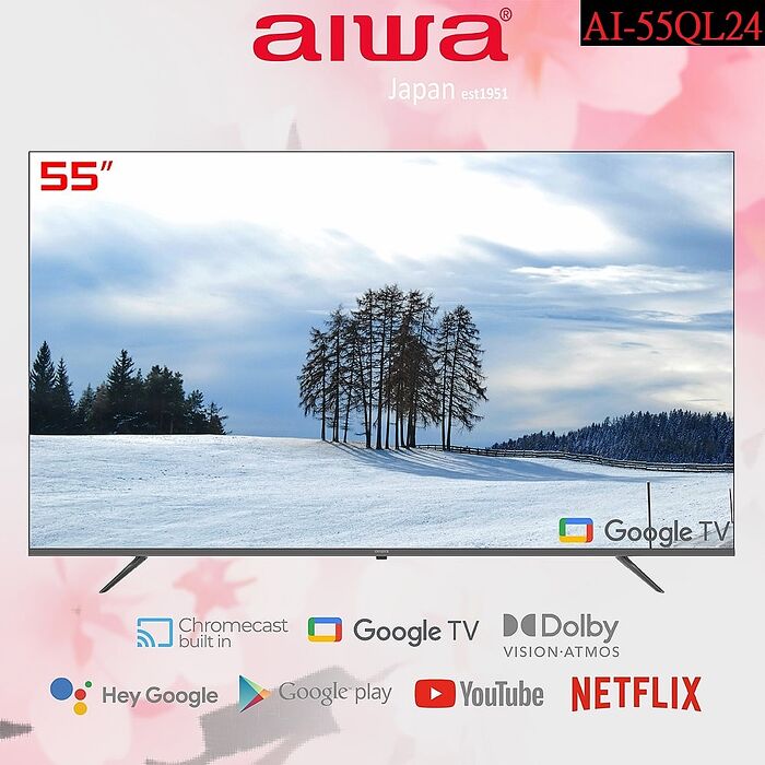 AIWA 愛華 55吋4K HDR Google TV QLED量子點智慧聯網液晶顯示器 AI-55QL24 (含基本安裝)